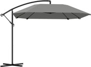 Outsunny Umbrelă laterală 3 m, umbrelă de grădină exterioară înclinabilă, bază, manivelă, țesătură poliester 180 g/m², Gri închis | Aosom Romania