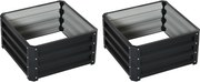 Outsunny Set de 2 jardiniere înălțate, pătrat de grădină pentru legume, flori, oțel galvanizat 60 x 60 x 30,5 cm, gri | Aosom Romania