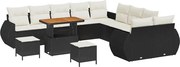 vidaXL Set de canapele pentru grădină 13 pcs Negru poliratan
