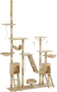 vidaXL Ansamblu pentru pisici stâlpi din funie de sisal 230-250 cm bej