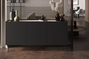 Comodă cu picioare metalice Desin 170 cm - negru mat / stejar nagano