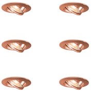 Set de 6 spoturi încastrate rotunde, din cupru, înclinabile - Edu