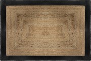Covor dreptunghiular din iută, 120 x 170 cm, împletit, cu chenar negru