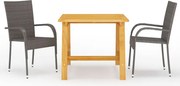 vidaXL Set mobilier de grădină, 3 piese, maro