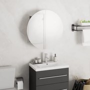 vidaXL Dulap de baie cu oglindă rotundă și LED, gri, 40x40x17,5 cm