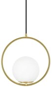 Lustra design miminalist, Metal auriu, Glob Sticla, AURELIA 25