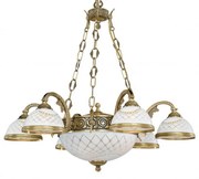 Candelabru cu 6 brate clasic design italian din alama, sticla 7002 RA-L. 7002/6+2