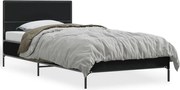 vidaXL Cadru de pat, negru, 100x200 cm, lemn prelucrat și metal