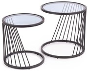 SET 2x măsuță de cafea ANTILLA d. 42/50 cm negru/fumuriu