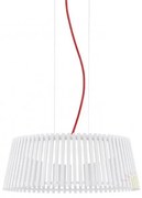 Lustra, Pendul modern diam.47cm, H-110, lemn finisaj alb, cablu rosu, LED Roverato 94016 EL