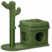 PawHut Turn pentru Pisici sub 5kg, Design Cactus din Lemn, cu Pat, 68x30x67cm, Verde, Unic și Stilat | Aosom Romania