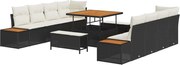 vidaXL Set de canapele pentru grădină 11 pcs Negru poliratan