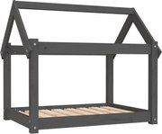 vidaXL Pat pentru câini, gri, 81x60x70 cm, lemn masiv de pin