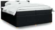 vidaXL Pat box spring cu saltea, negru, 200x200 cm, textil