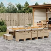 vidaXL Set mobilier de grădină cu perne, 15 piese, bej, poliratan