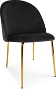 Scaun Bucatarie/Dining Ylmma Catifea Neagru, Picioare Metalice, Finisaj Auriu