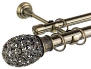 Galerie metalica dubla bara simpla  perdele Annecy 25/19, auriu antic - 200 cm