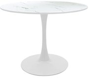 Masa Bucatarie/Dining Brox Rotunda MDF Finisaj Marmura Alba Diametru 100 Cm
