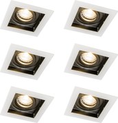 Set de 6 spoturi încastrate moderne albe cu negru reglabil - Carree
