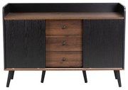 Comodă cu 3 sertare, uși glisante în dungi, 117,5x39,5x80 cm, Negru