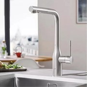 Baterie bucatarie cu dus extractabil Grohe Essence inalta crom periat Supersteel