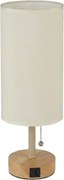 Brilagi - Lampă de masă TABLON cu port USB, 1xE27/25W/230V, stejar/bej/crem