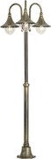 Felinar clasic de exterior negru cu auriu antic 200cm 3 lumini IP44 - Daphne