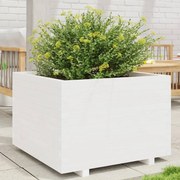 vidaXL Jardinieră de grădină, alb, 70x70x49,5 cm, lemn masiv de pin