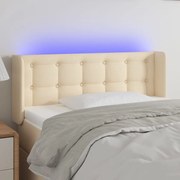 vidaXL Tăblie de pat cu LED, crem, 83x16x78/88 cm, textil