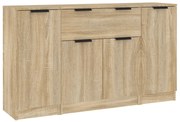 vidaXL Servante, 3 piese, stejar sonoma, lemn prelucrat