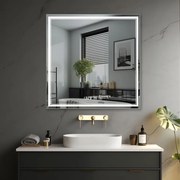 IREDA Oglindă de baie cu iluminare LED, 80 x 80 cm