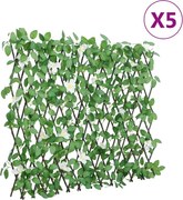 vidaXL Spalier cu iederă artificială extensibil 5 buc. verde 186x30 cm