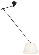 Lampă suspendată neagră cu abajur plisat 35 cm crem - Blitz