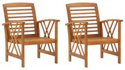 vidaXL Scaune de grădină, 2 buc., lemn masiv de acacia