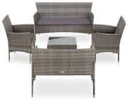 vidaXL Set mobilier de grădină cu perne, 5 piese, gri, poliratan