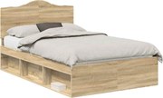 vidaXL Cadru de pat cu headboard Sonoma 120 x 190 cm Lemn de pin masiv