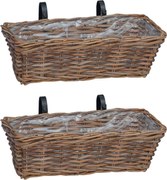 vidaXL Coș suspendat pentru plante 2 pcs Maro 48 x 22 x 15 cm