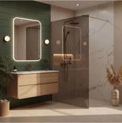 Paravan de dus fumuriu Rea Flexi Brown 140 cm cupru periat