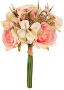 Buchet artificial Trandafiri și gipsophila roz, 17x 17 x 30 cm
