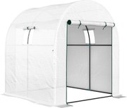 Outsunny Seră Tip Tunel Walk-in cu Acoperire PE Rezistentă la UV, Uși și Ferestre cu Plasă, 1,8 x 1,8 x 2 m, Verde | Aosom Romania