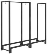 Outsunny Suport pentru Lemne de Exterior cu 2 Secțiuni, 6 Picioare și 3 Inele, 123x32x115 cm, Negru | Aosom Romania