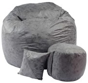 Set Fotoliu King Size cu Otoman (suport picioare) si Perna, Material Textil - Moon Grey