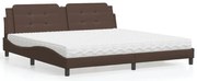 vidaXL Pat cu saltea, maro, 200x200 cm, piele ecologică