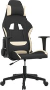 vidaXL Scaun de gaming cu masaj, negru și crem, material textil