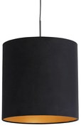 Lampă suspendată cu abajur din catifea neagră cu auriu 40 cm - Combi