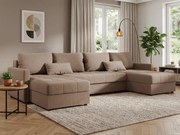 Canapea extensibila in forma de U VENORIA 285x146 cm, bej + 2 perne GRATIS