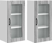 vidaXL Dulap de bucătărie cu raft 2 pcs Gri Sonoma 40 x 31 x 80 cm