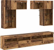 vidaXL Unități pentru Pereți de TV 6 pcs Stejar Negru Lemn compozit