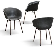 SET 4 Scaune Ciprus, piele ecologica ,structura metalica - GRI ANTRACIT