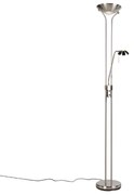 Lampă de podea din oțel cu lampă de citit incluzând LED și dimmer - Diva 2